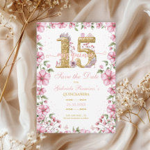 Rosa och gyllene Miss Quince Quinceañera