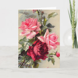 Rosa och hälsningskort för vintage och Röd ros Kort