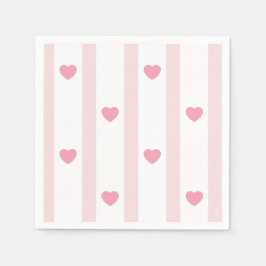 Rosa och hjärtan, ränder för fester pappersservett