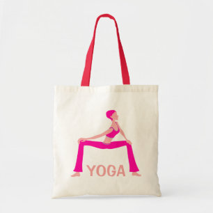 Rosa och hudtoner Yoga Pose Silhouette Tygkasse