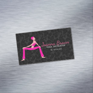 Rosa och hudtoner Yoga Pose Silhouette Visitkortmagnet