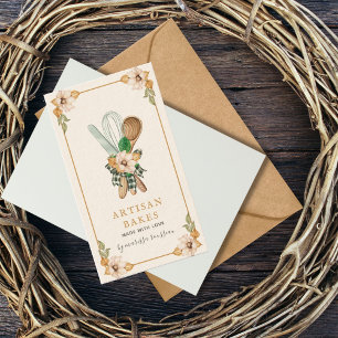 Rosa och inlagd baking & cooking Utensil Bakery Visitkort