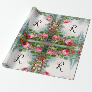 ROSA OCH JASMINER BLOMSTERMONOGRAM PRESENTPAPPER