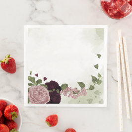 rosa- och kabernettblommor, grönska pappersservett