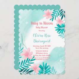 Rosa och kalk Blommigt Baby i Bloom Baby Shower In Inbjudningar
