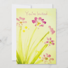 Rosa och kalk-Blommigt Inbjudningar