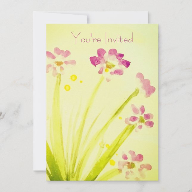 Rosa och kalk-Blommigt Inbjudningar (Framsida)