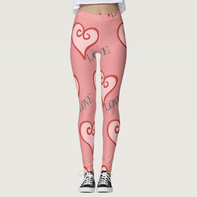 Rosa och Kärlek av Red Heart Leggings (Framsida)