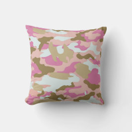 Rosa och Khaki CamoThrow Pillow Kudde