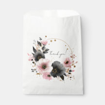 Rosa och kolgrå blommiga tacksamtgåvor påsar