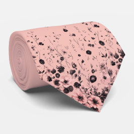 Rosa och kolgrå blomsterhalsduk för män slips