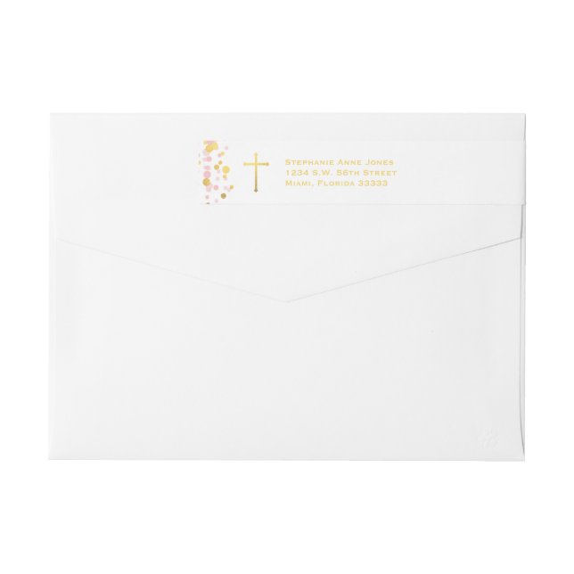 Rosa och konfetti Guld Etikettband (Baksidan)