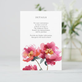 Rosa och koral Peony Watercolor Details Enhouse Tilläggskort