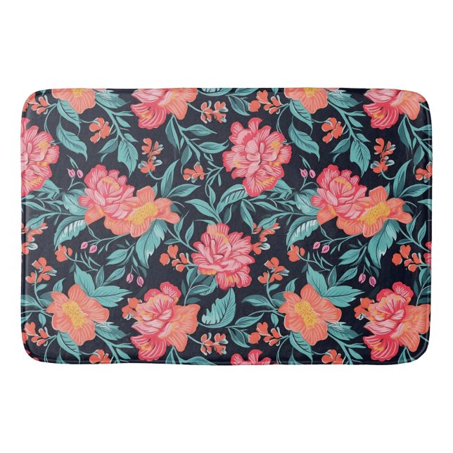 Rosa och korallblommor badrumsmatta (Framsidan)
