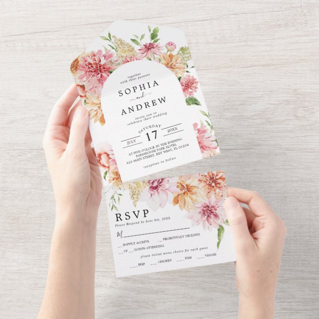  Rosa och korallblommor Blommigten Bröllop (Tearaway)
