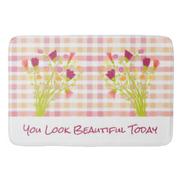 Rosa och koraller av fjäderfä badrumsmatta