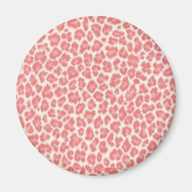 Rosa och krämfärgade leopardtryckta presenter magnet (Framsidan)