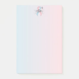 Rosa och lätt blått medvetandegörande Bårfjäder Post-it Block