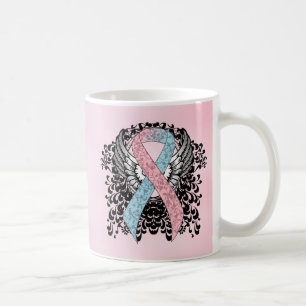 Rosa och lätt blått medvetandegörandeband med Ving Kaffemugg