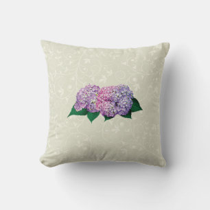 Rosa och lavendel Hydrangea Kudde