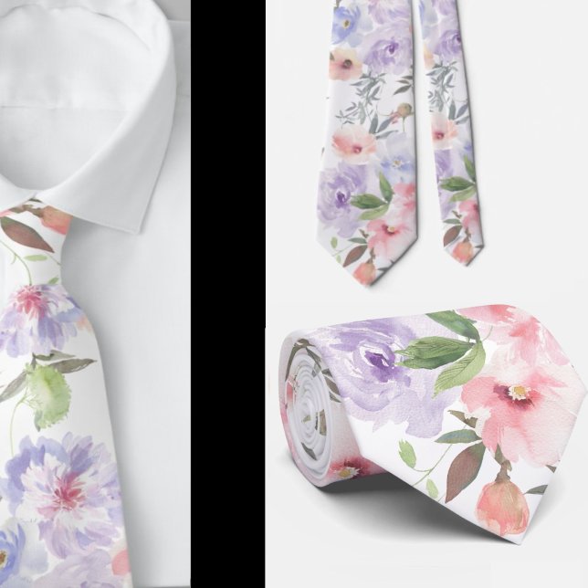 Rosa och lavendel violetta rosor Blommig slips (Skapare uppladdad)