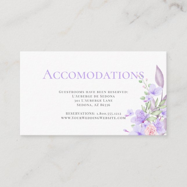  Rosa och Lavender Blommigt Vår Bouquet Tilläggskort (Framsida)