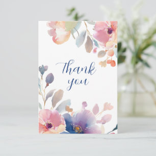 Rosa och Lavender Blommigt Watercolor Bröllop Tack Kort
