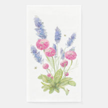 Rosa och Lavender Flowers Guest Napkins