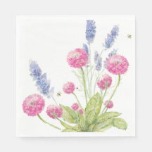 Rosa och Lavender Flowers Luncheon Napkins