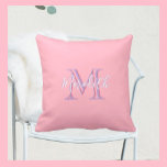 Rosa och Lavender Multi Färg Monogram Namn Kudde<br><div class="desc">Den här vackra och sofistikerade designen har unika multipla färg-bokstäver för Monogram och First namn. Färg är mjukt och mjukt som en blomma. Alla designfrågor eller speciella förfrågningar,  bara e-post: charmdesignstudio@rcn.com och vi kommer att vara lycklig för att hjälpa till.</div>