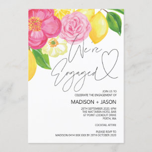 Rosa och Lemon Flowers Vi är engagerade i Förlovni Inbjudningar