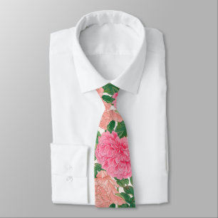 Rosa- och Light Peach Ro Flowers med Grönt Löv Slips