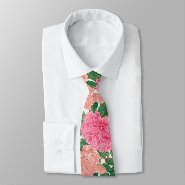 Rosa- och Light Peach Ro Flowers med Grönt Löv Slips (Bunden)