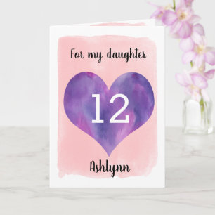 Rosa och Lila 12:e Födelsedagsdotter Kort