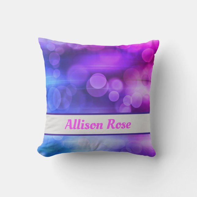 Rosa och Lila Abstrakt Circles Mönster Kudde (Framsida)