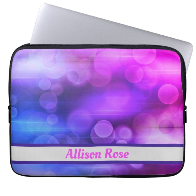 Rosa och Lila Abstrakt Circles Mönster Laptop Fodral (Framsidan)