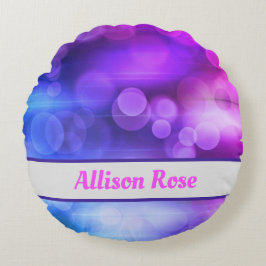 Rosa och Lila Abstrakt Circles Mönster Rund Kudde