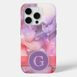 Rosa och Lila Abstrakt för vattenfärg och monogram