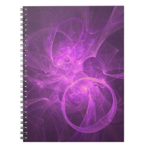 Rosa och Lila Abstrakt Fractal med cirklar Anteckningsbok Med Spiral