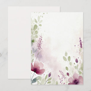 Rosa och lila akvarell blommande tomt Bröllop Inbjudningar