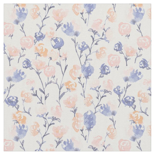 Rosa och lila akvarell blomster mönster tyg (Närbild)