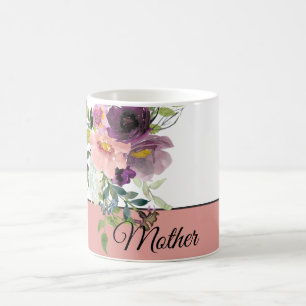 Rosa och lila akvarellblommor kan anpassas kaffemugg