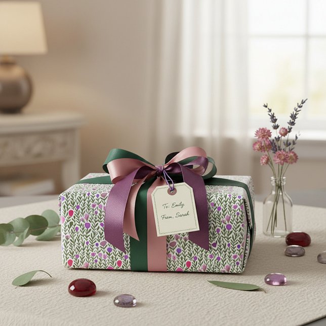 Rosa och lila akvarellblommor mönster presentpapper (Skapare uppladdad)