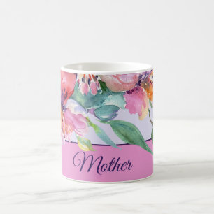 Rosa och lila akvarellpetunior kan anpassas kaffemugg