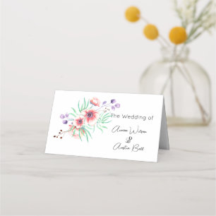 Rosa och Lila Anemones Namn-platskort Placeringskort