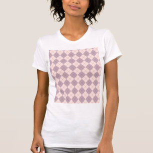 Rosa och Lila Argyle Mönster Söt T Shirt