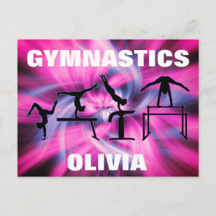 Rosa och Lila av Gymnastics Swirl Postcard Vykort