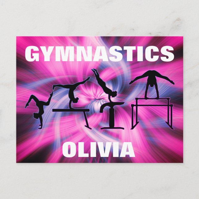 Rosa och Lila av Gymnastics Swirl Postcard Vykort (Framsida)