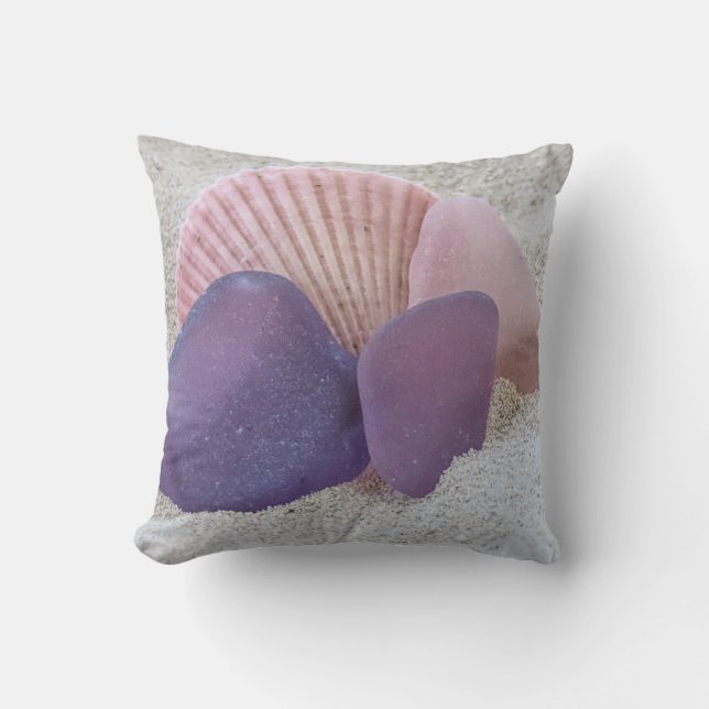 Rosa och lila av havsglas - kuddar (Framsida)