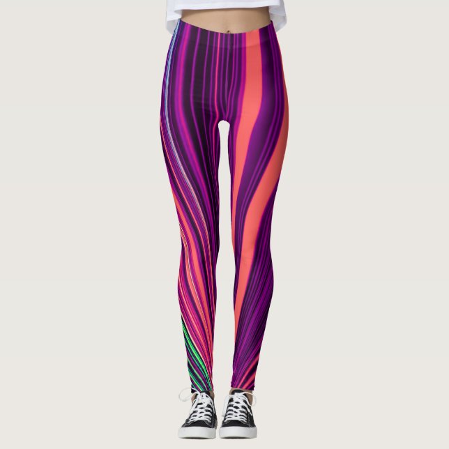 Rosa och Lila av laser Ljus Leggings (Framsida)